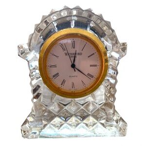 Waterford Crystal Petite Desk Clock 1980s Made in Ireland Works w/ Manual 2.75”